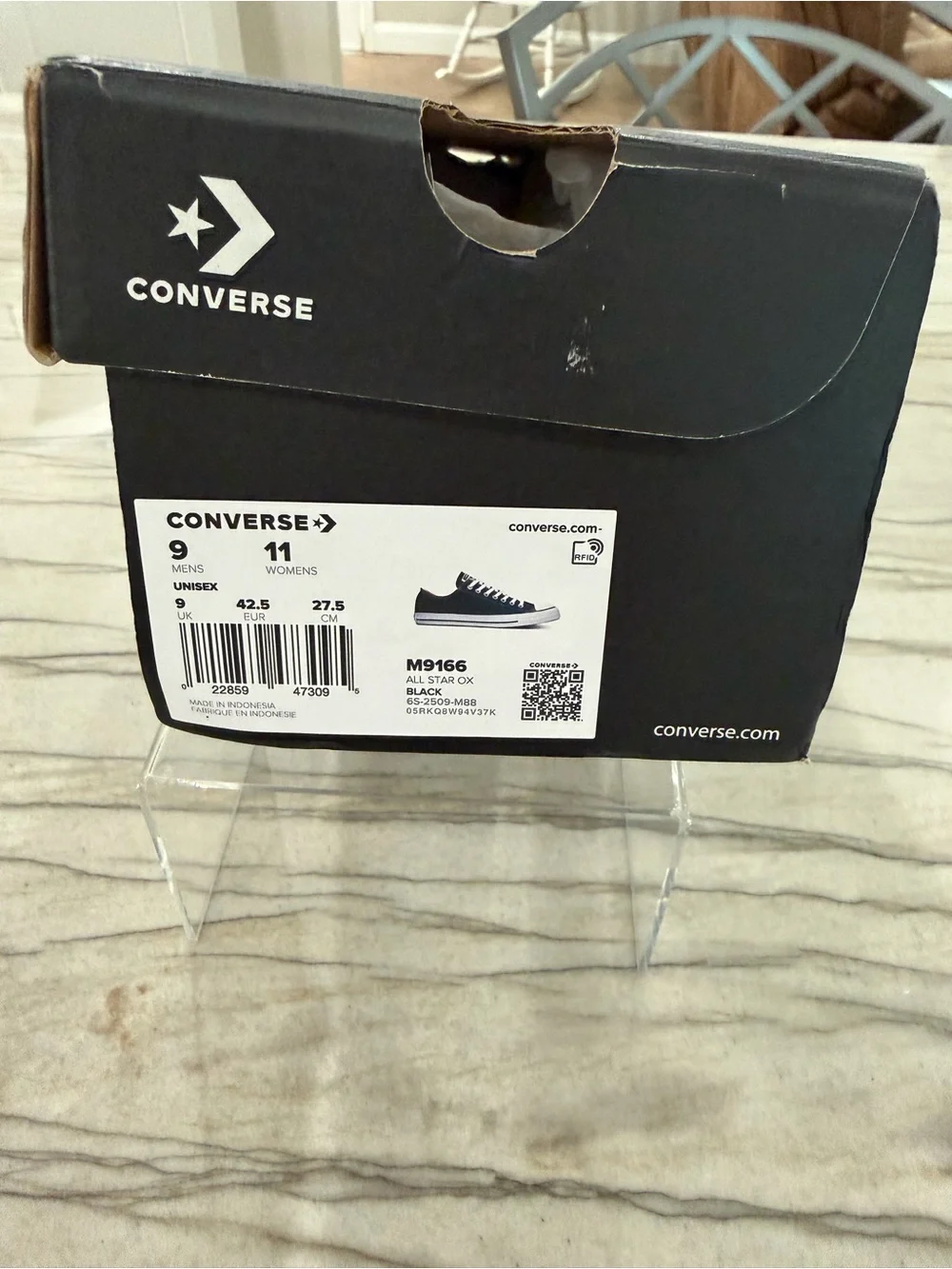 Converse Low Top Sneakers in Black and White Canvas - Picture 5 of 5